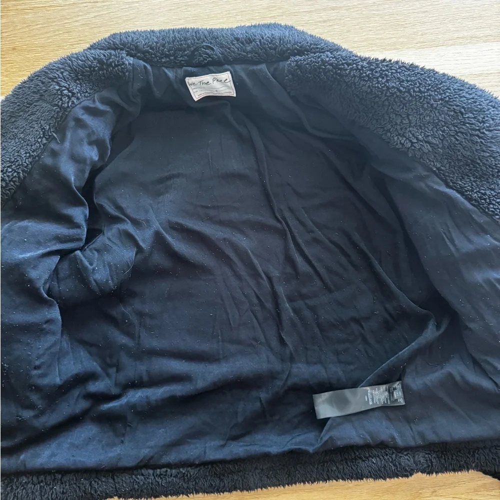 Free People So Cozy slouchy moto black fleece teddy jacket size Small - Picture 9 of 13